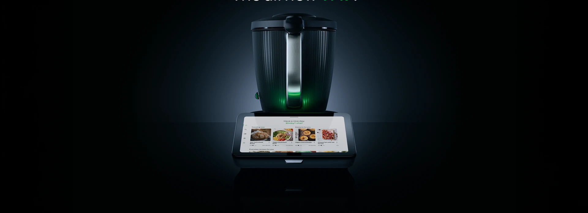 The all new Thermomix TM7, glowing green in the dark